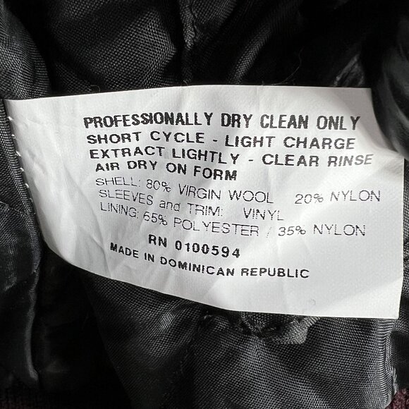 Rennoc Classic Men M Varsity Letterman Bomber Jacket Wool Quilted Burgundy White - Picture 15 of 16